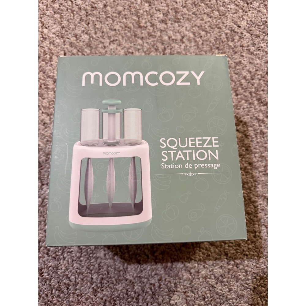 Momcozy Squeeze Station Baby Food Maker with 10 Reusable Pouches White Green
